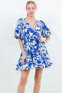Printed Puff Mini Dress