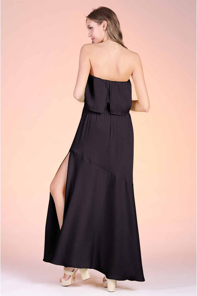 Black Strapless Maxi Dress back