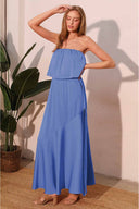 Clean Blue Strapless Maxi Dress