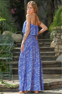 Ari Blue Printed Tube Maxi Dress back