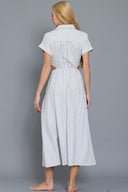 Mery White Cutout Shirt Midi Dress back