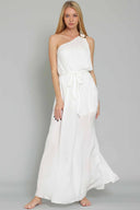 Roma White One Shoulder Maxi Dress