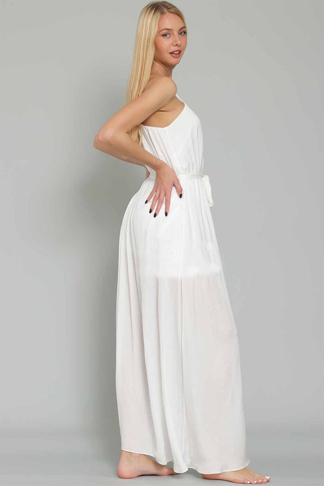 Roma White One Shoulder Maxi Dress side