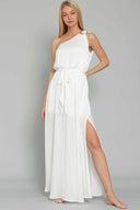 Roma White One Shoulder Maxi Dress