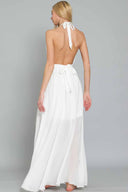 Rita White Halter Maxi Dress back