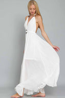 Rita White Halter Maxi Dress side