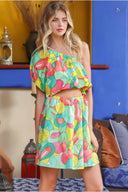 Green Printed One Shoulder Mini Dress