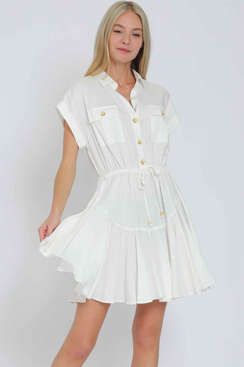 White Tie Front Mini Dress front