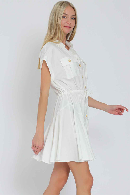 White Tie Front Mini Dress side