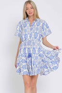 Ivory Blue Mini Dress front