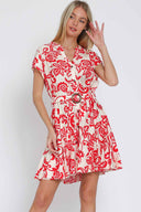 Printed Red Mini Dress