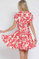 Printed Red Mini Dress back
