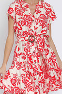 Printed Red Mini Dress details