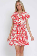 Printed Red Mini Dress front