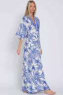 Blue Kimono Maxi Dress side