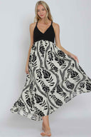 Ivory Black Tie Maxi Dress front