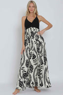 Ivory Black Tie Maxi Dress