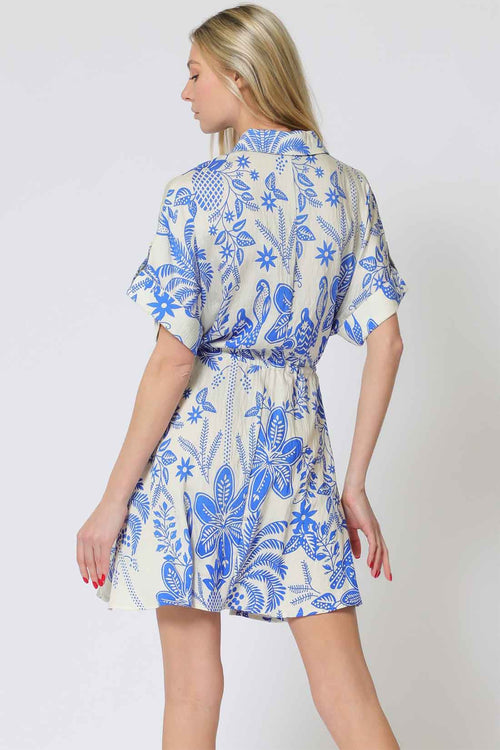 Printed Tie Mini Dress back