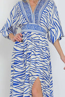 Ivory Border Kimono Maxi Dress detail