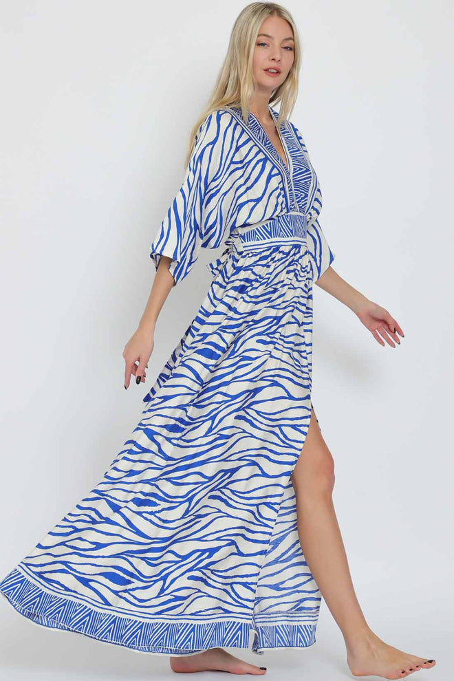 Ivory Border Kimono Maxi Dress side