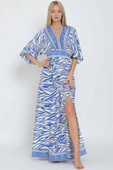 Ivory Border Kimono Maxi Dress