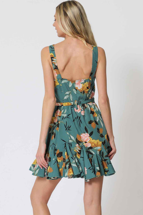 Emerald Printed Mini Dress back