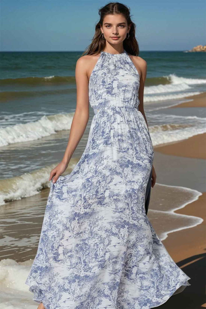 Printed Halter Maxi Dress