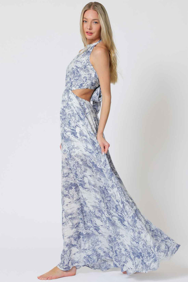 Printed Halter Maxi Dress side