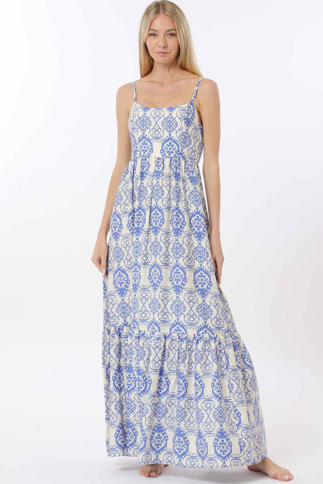 Ivory Blue Printed Maxi Dress
