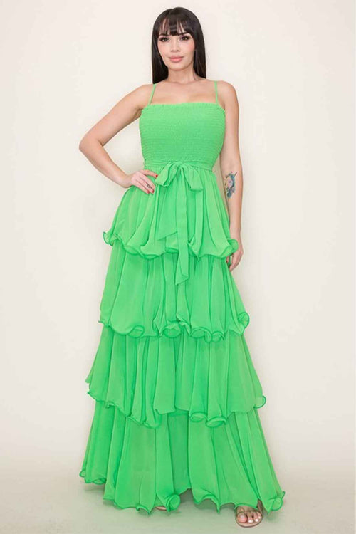 Green Chiffon Maxi Dress