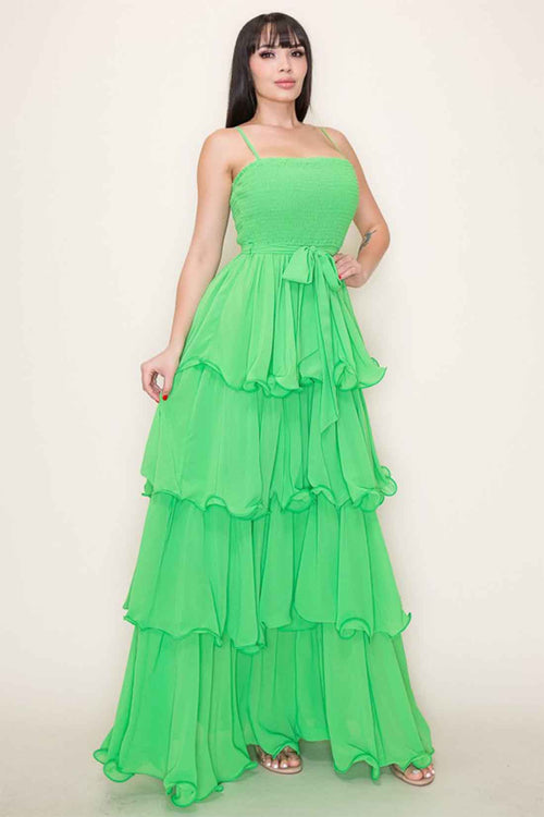Green Chiffon Maxi Dress side