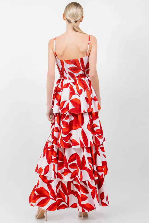 Red Floral Maxi Dress back
