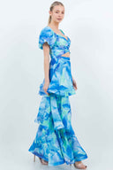 Blue Smocked Maxi Dress side