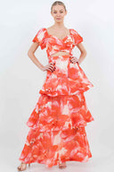 Coral Smocked Maxi Dress