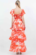 Coral Smocked Maxi Dress back