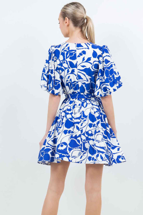 Printed Puff Mini Dress back