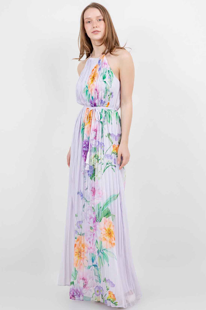 Lavender Pleated Maxi Dress side