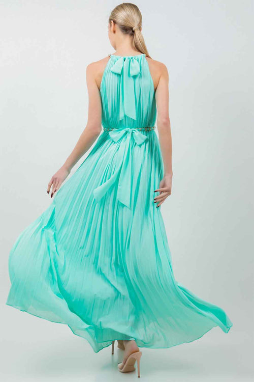 Mint Halter Chain Maxi Dress back