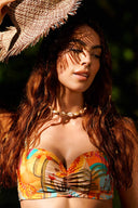 St Even Orange Print Strapless Bikini Set