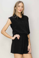 MIla Black Linen Shorts Set side