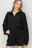 Andrea Black Knit Shorts Set