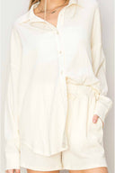 Andrea Cream Knit Shorts Set detail
