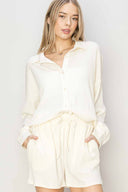 Andrea Cream Knit Shorts Set front