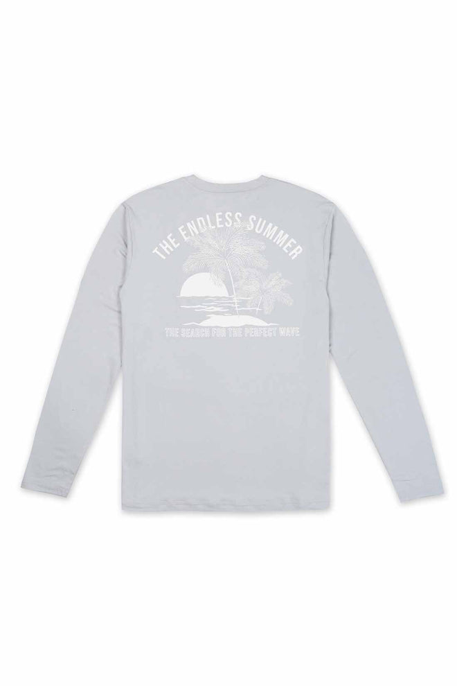 Grey Palm Print Long Sleeve Rashguard back