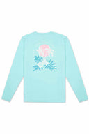 Mint Palm Tree Print Long Sleeve Rashguard back