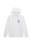 White Printed LS Hooded Sunshirt