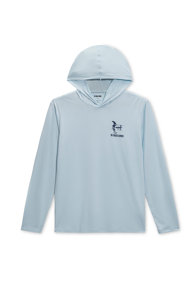 Light Blue Printed LS Hooded Sunshirt
