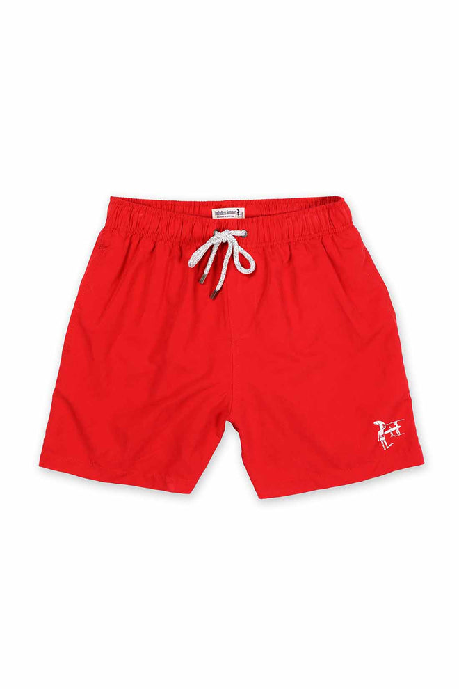 Red Solid Swim Trunk