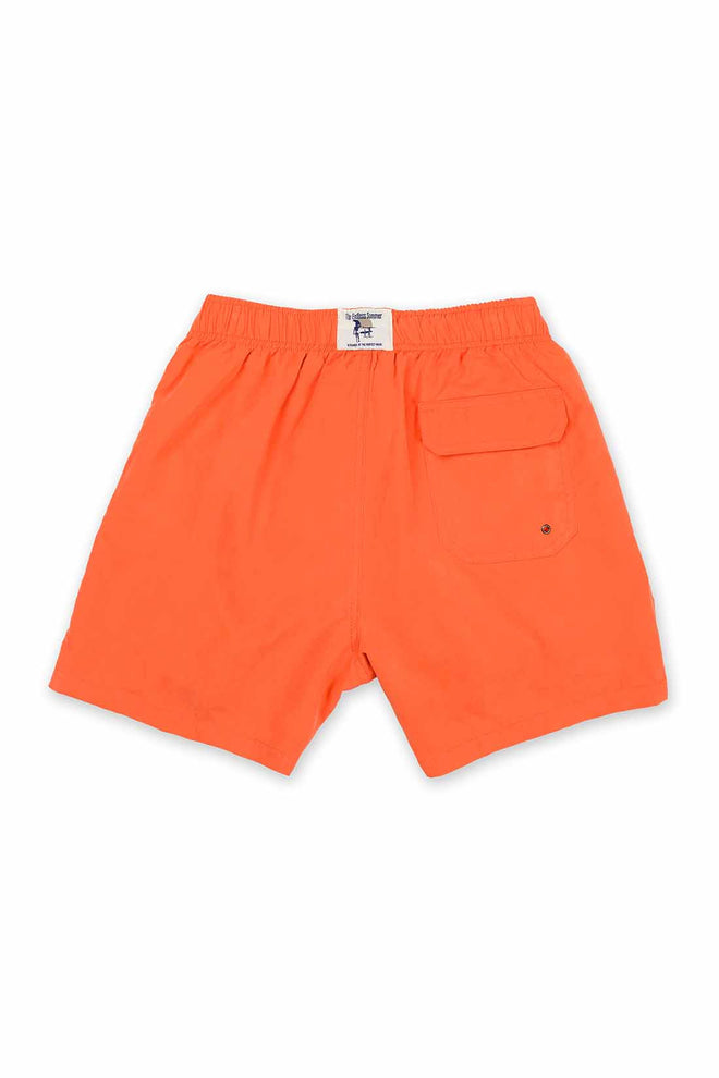 Orange Solid Swim Trunk back