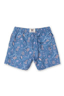 Blue Printed Fruits Volley Swimtrunk back